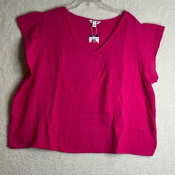 NWT Three Dots Womens Pink Cotton Short Sleeve Designer Top XXL New with Tags - Picture 1 of 8
